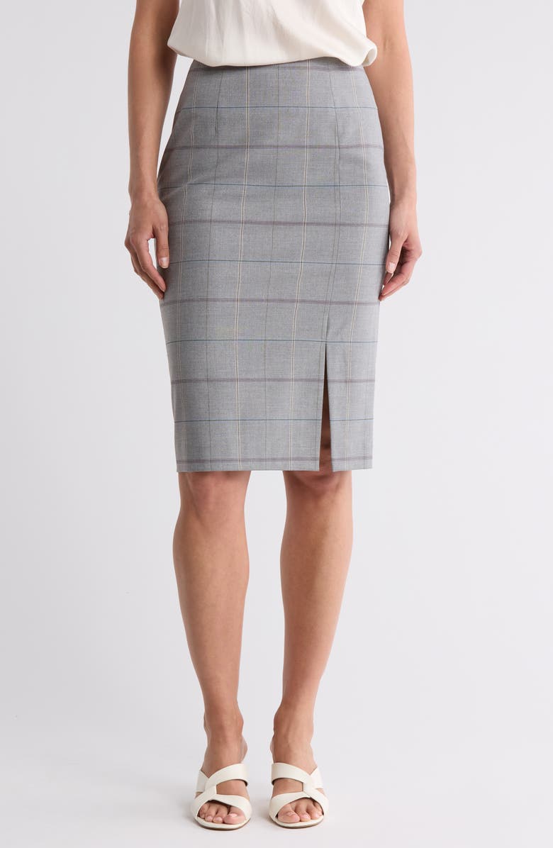 BOSS Orange Vanchy Plaid Midi Skirt, Main, color, Melange Windowpane