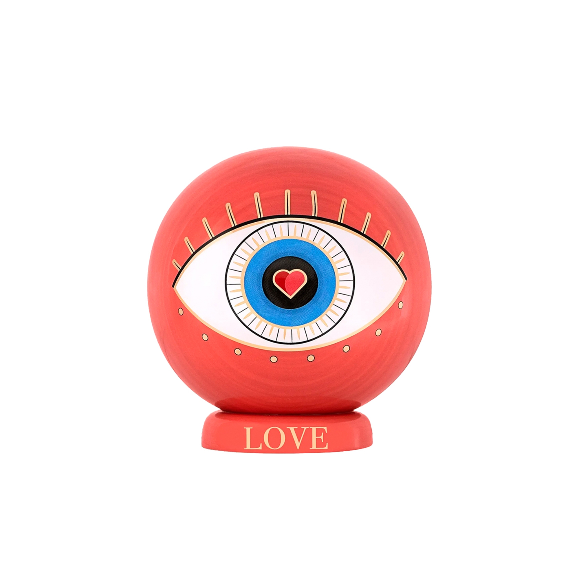 Karma and Luck Power of Love - Evil Eye Heart Statue - Pink/White/Blue