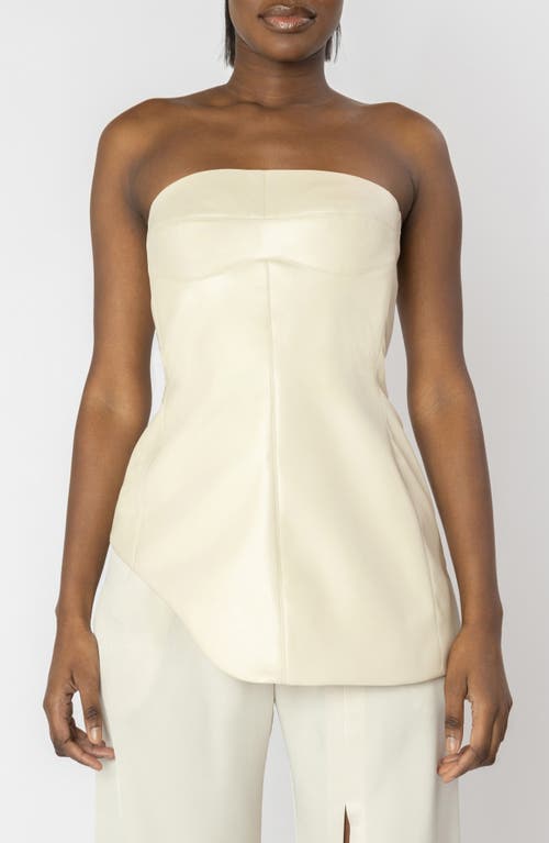 ISRAELLA KOBLA Indira Strapless Faux Leather Corset Top in Cream at Nordstrom, Size 14