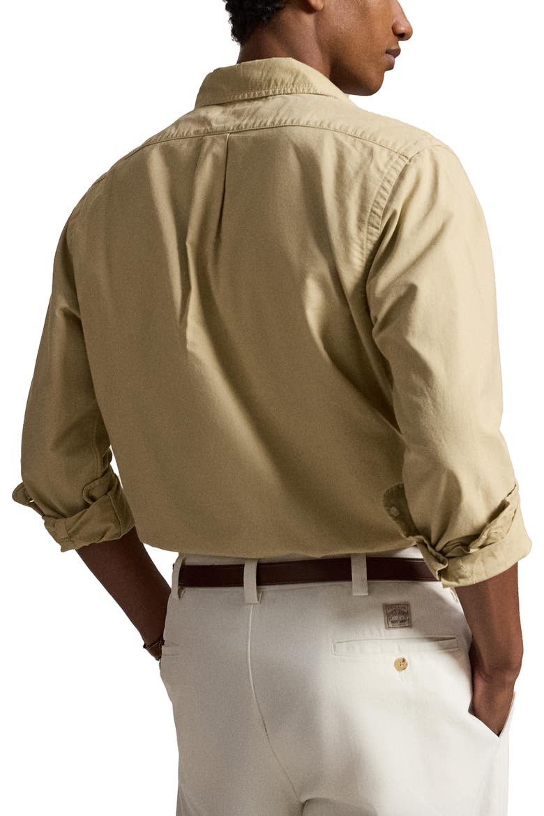 Classic Fit Garment Dyed Cotton Oxford Shirt, Alternate, color, DUNE TAN