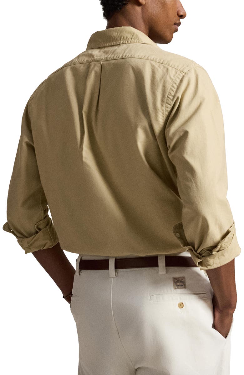 Polo Ralph Lauren Classic Fit Garment Dyed Cotton Oxford Shirt, Alternate, color, Dune Tan