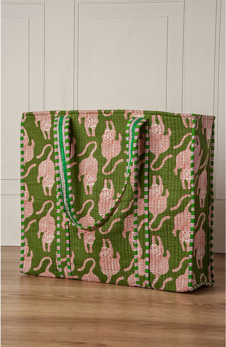 Verve Culture Quilted Feline Tote, Alternate, color, Green