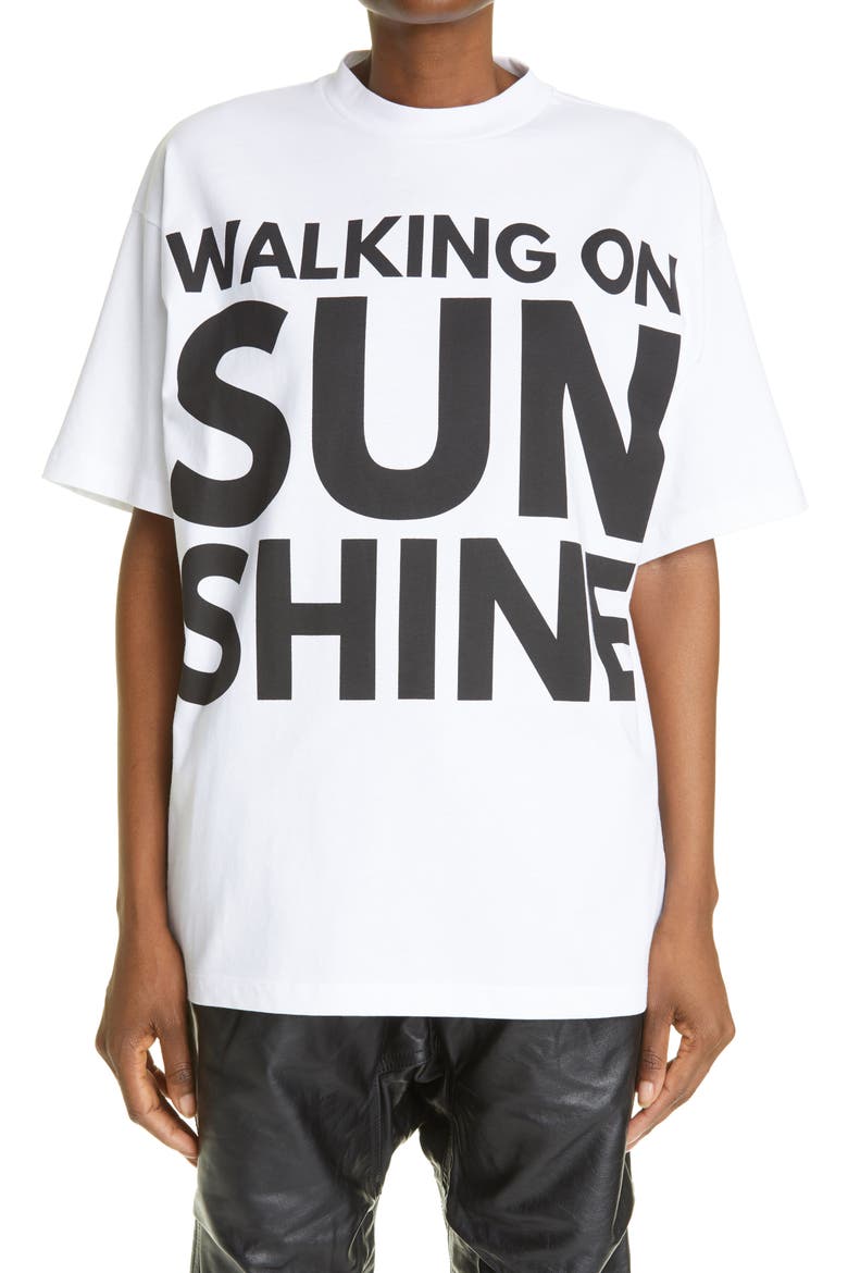 Unisex Walking on Sunshine Graphic Tee, Main, color, WHITE