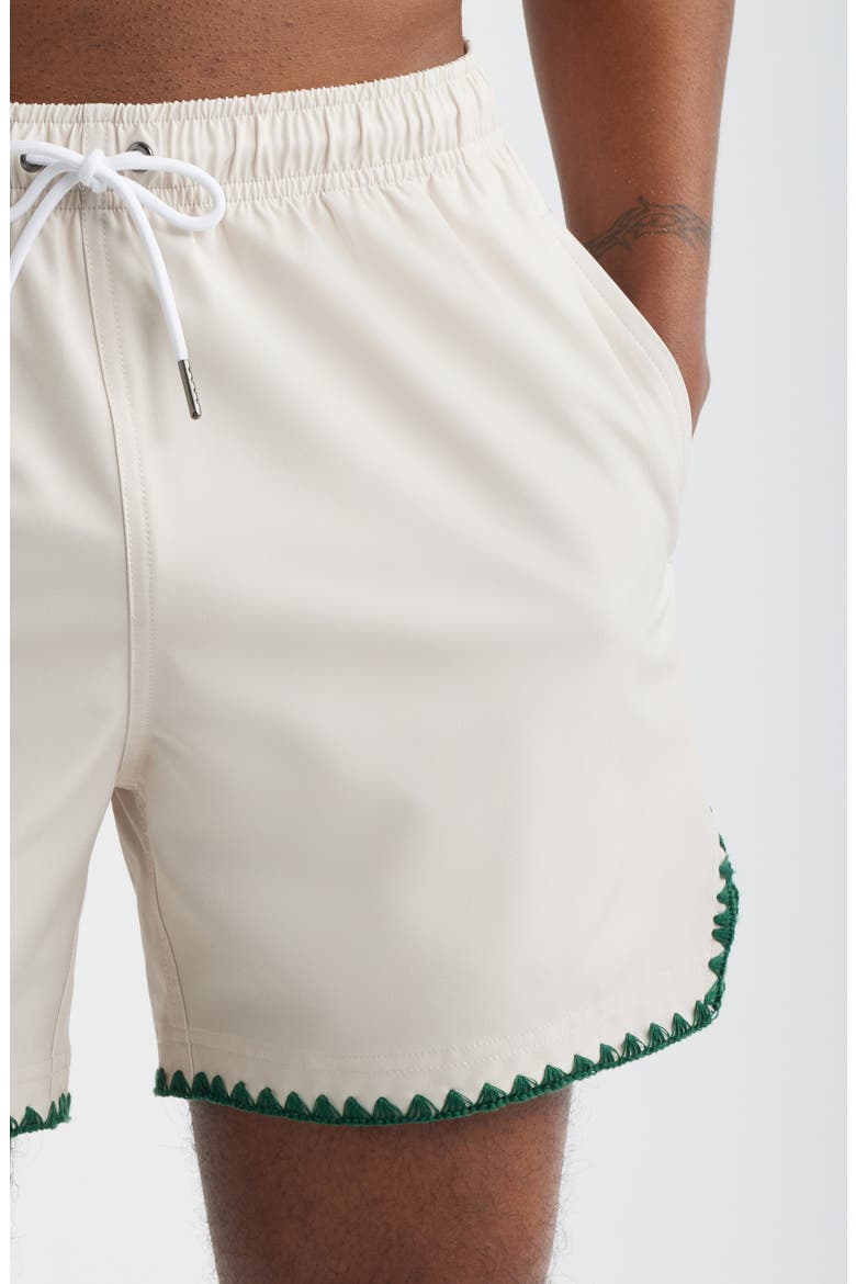 Golf Ball Stitch Swim Trunks, Alternate, color, WHITE