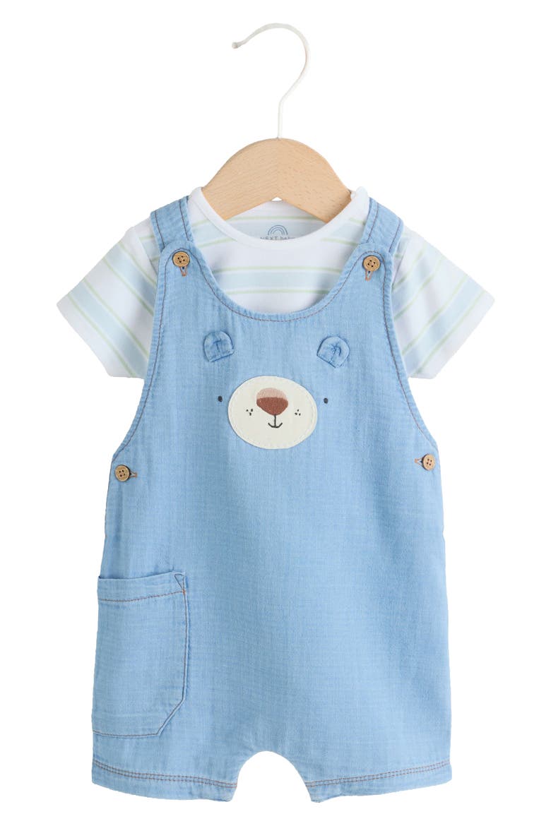 Woven Bear Overalls, Main, color, BLUE