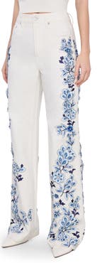 Alice + Olivia Weezy Floral Embroidered Bootcut Jeans