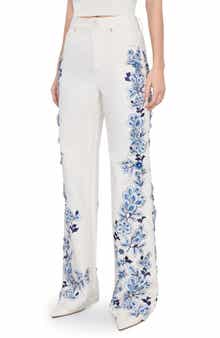 Alice + Olivia Weezy Floral Embroidered Bootcut Jeans