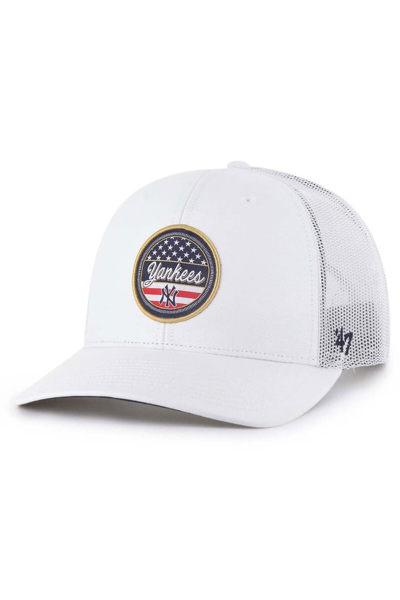 Men's '47 White New York Yankees Homage Adjustable Trucker Hat, Main, color, White