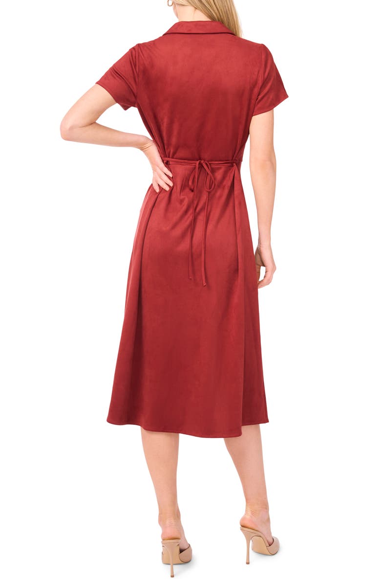 Vince Camuto Short Sleeve Faux Suede Midi Shirtdress, Alternate, color, Rustic