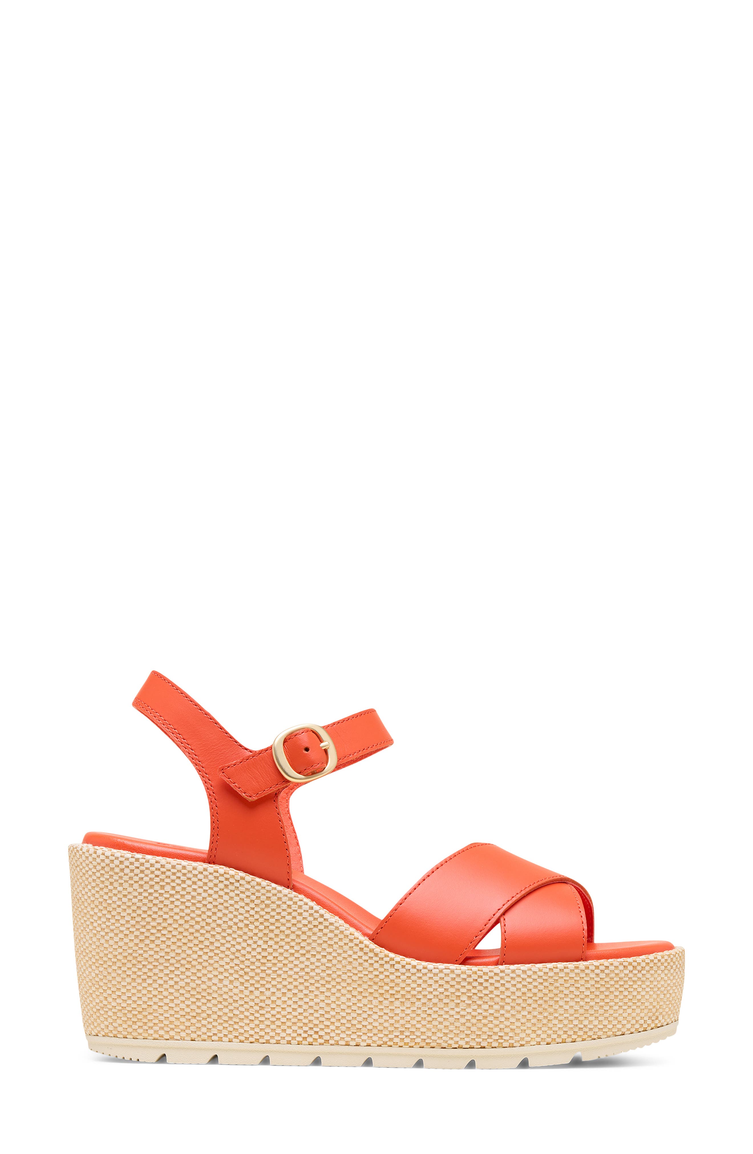Sunpeak Ankle Strap Platform Wedge Sandal, Alternate, color, CRIMSON FIRE/ CHALK