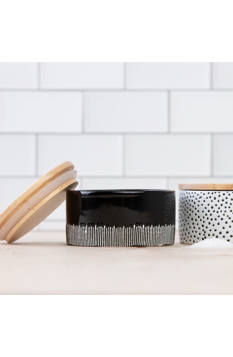 Totalee Gift Stripe Pinch Jar Ceramic Black 9 oz, Alternate, color, Black