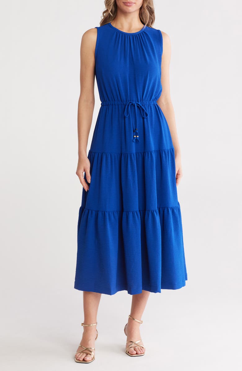 Calvin Klein Sleeveless Tiered A-Line Midi Dress, Main, color, Ultramarine