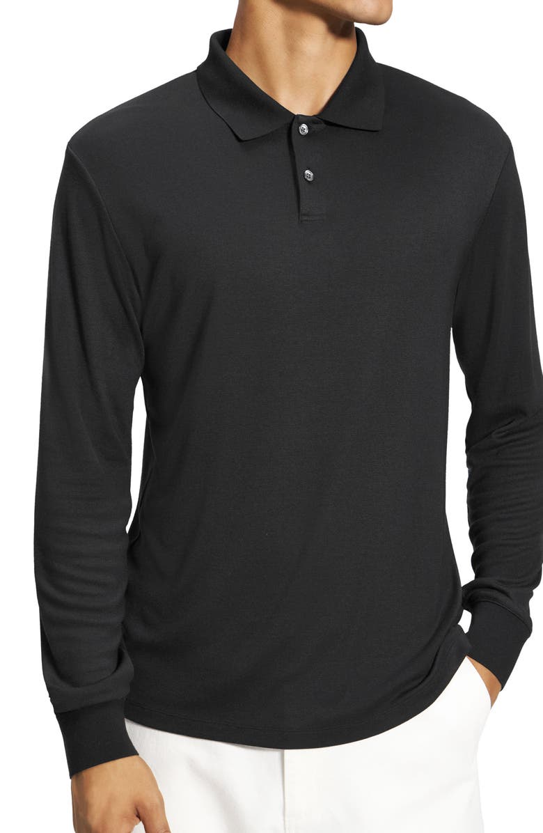 Theory Goris Anemone Milano Long Sleeve Polo, Main, color, Black