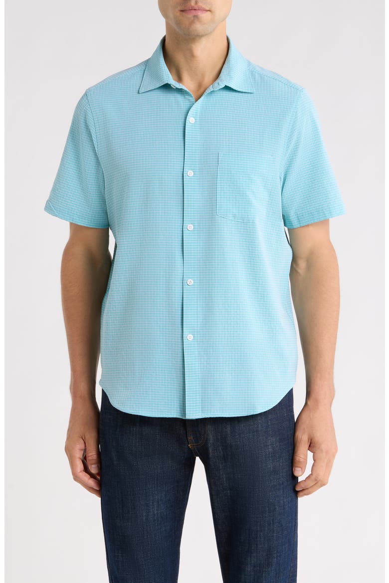 Bahama Coast Sintra Stripe IslandZone® Short Sleeve Button-Up Shirt, Main, color, TOURMALINE GLAZE