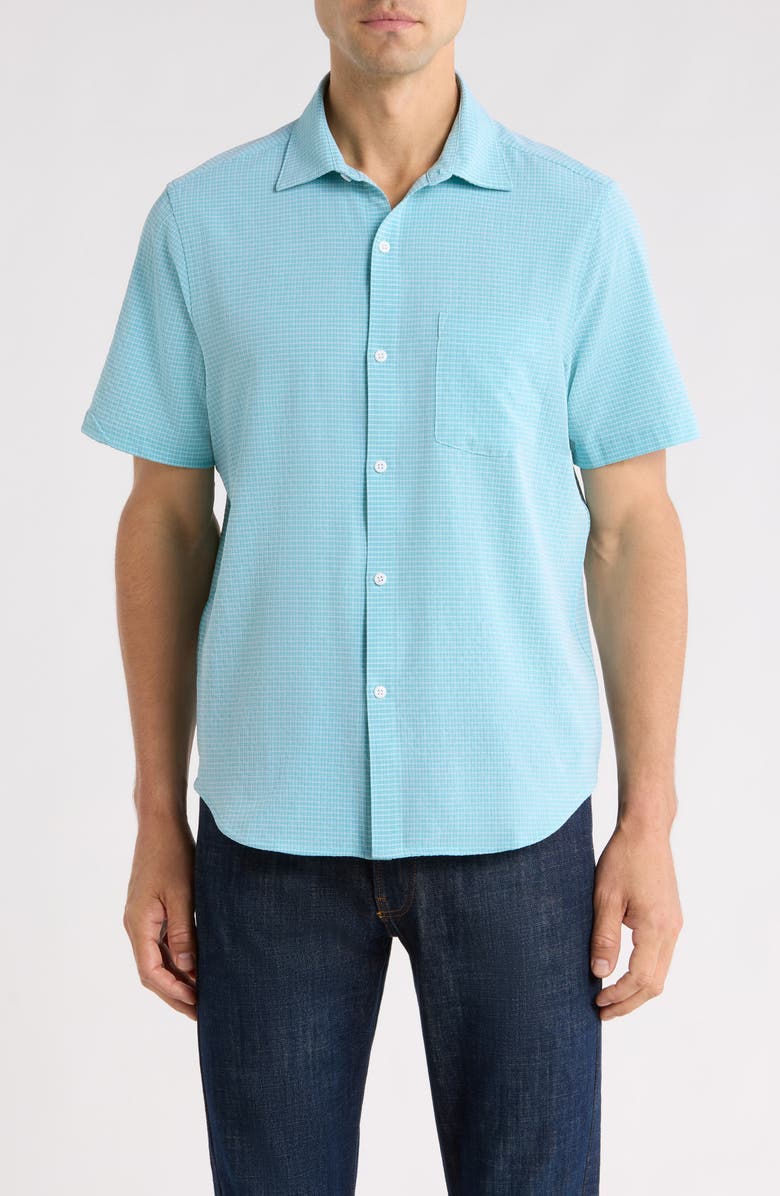 Tommy Bahama Bahama Coast Sintra Stripe IslandZone<sup>®</sup> Short Sleeve Button-Up Shirt, Main, color, Tourmaline Glaze