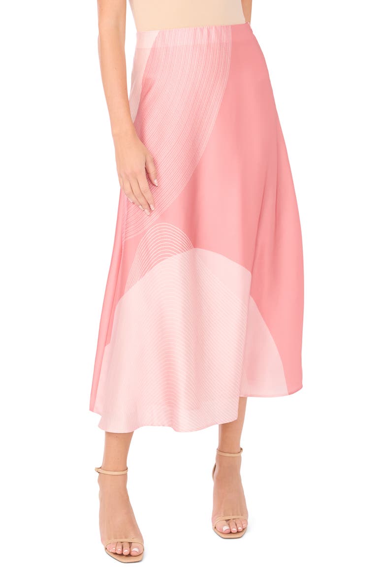 Print Bias Midi Skirt, Main, color, ROSE HIP