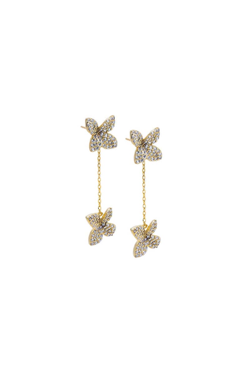 BY ADINA EDEN CZ Dangling Chain Flower Earring, Main, color, Gold