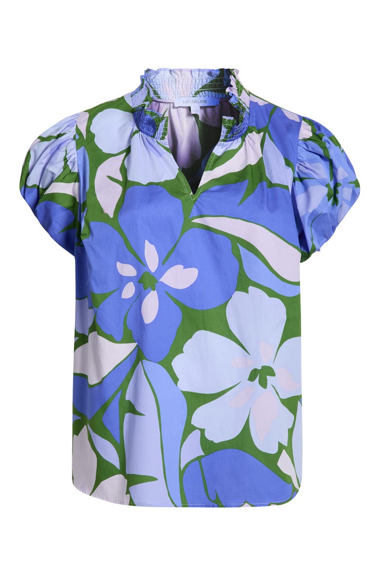 Dayana Floral Print Puff Sleeve Top, Alternate, color, GREEN-BLUE