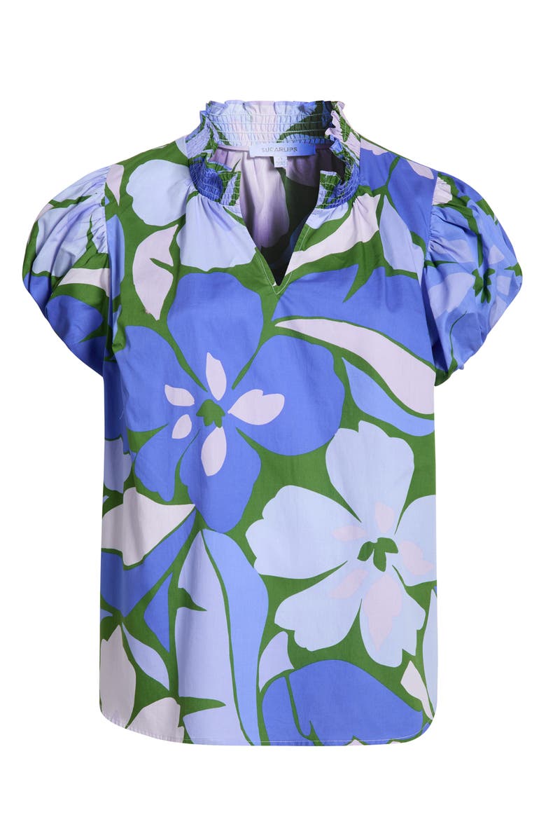 SUGARLIPS Dayana Floral Print Puff Sleeve Top, Alternate, color, Green-Blue