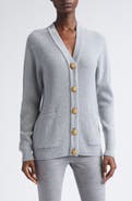 Balmain Button Detail Rib Cashmere & Virgin Wool Cardigan