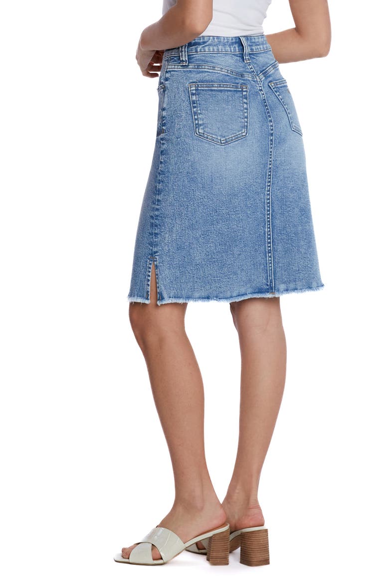 Fray Hem Denim Skirt, Alternate, color, STAR BLUE