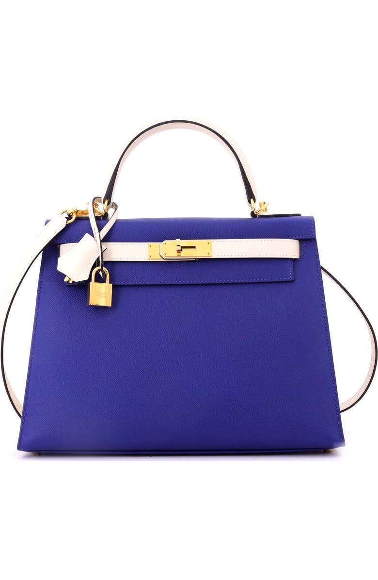 Pre-Owned Hermes Kelly Handbag Bicolor Epsom with Gold Hardware 28, Main, color, Bicolor - Bleu Electrique/Nata