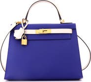 Pre-Owned Hermes Kelly Handbag Bicolor Epsom with Gold Hardware 28