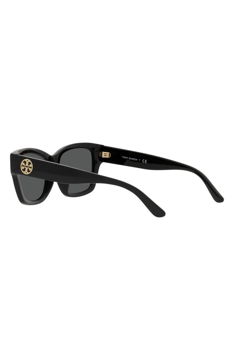 Tory Burch 53mm Rectangular Sunglasses, Alternate, color, Black