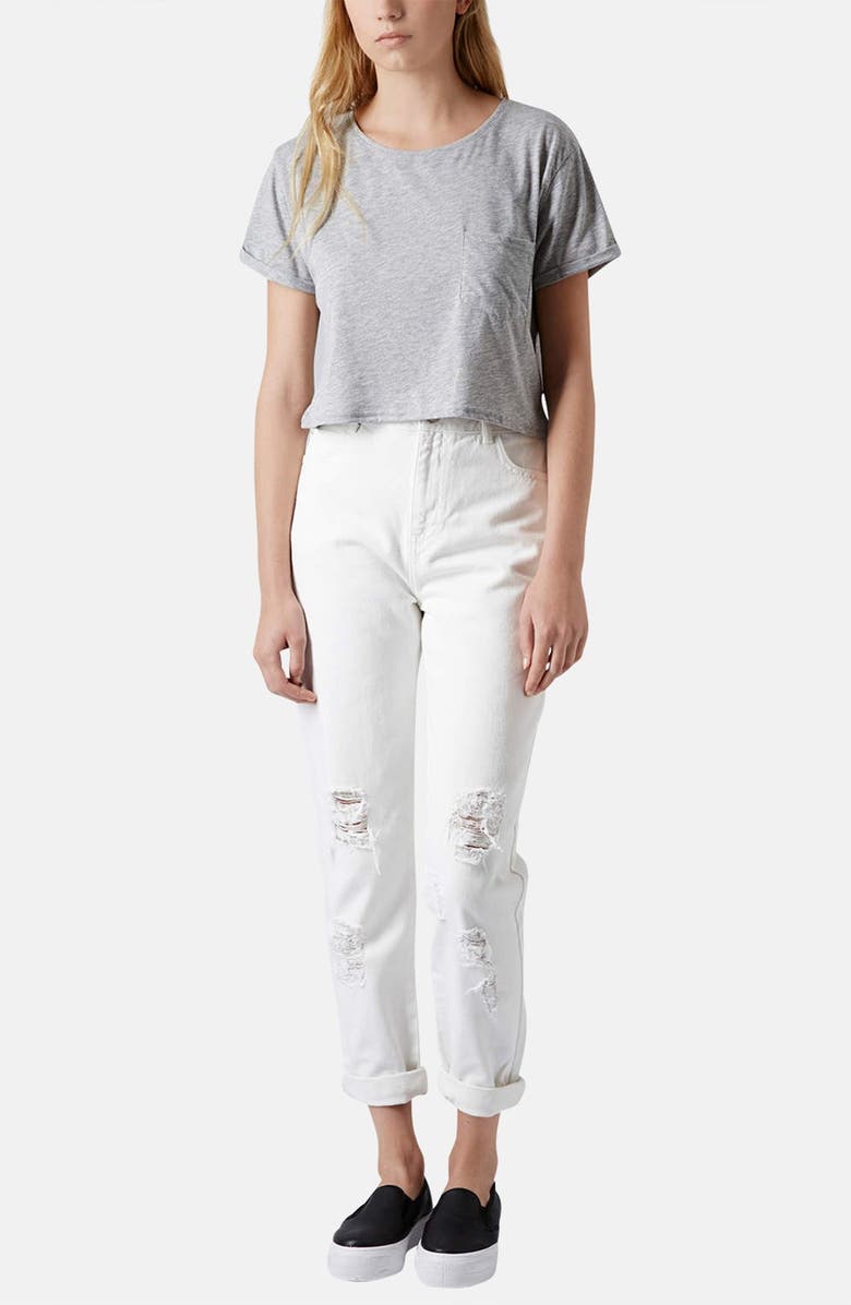 Topshop Crop Pocket Tee, Alternate, color,