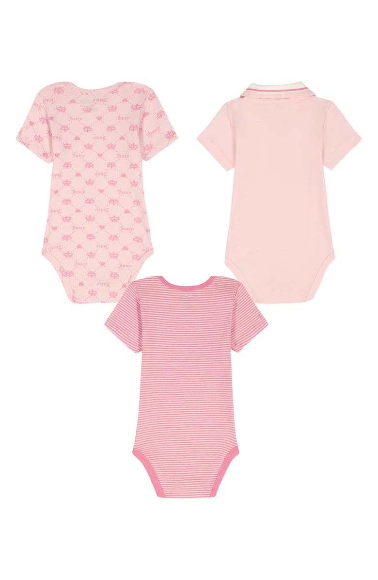 Juicy Couture 3-Pack of Bodysuits, Alternate, color, Pink