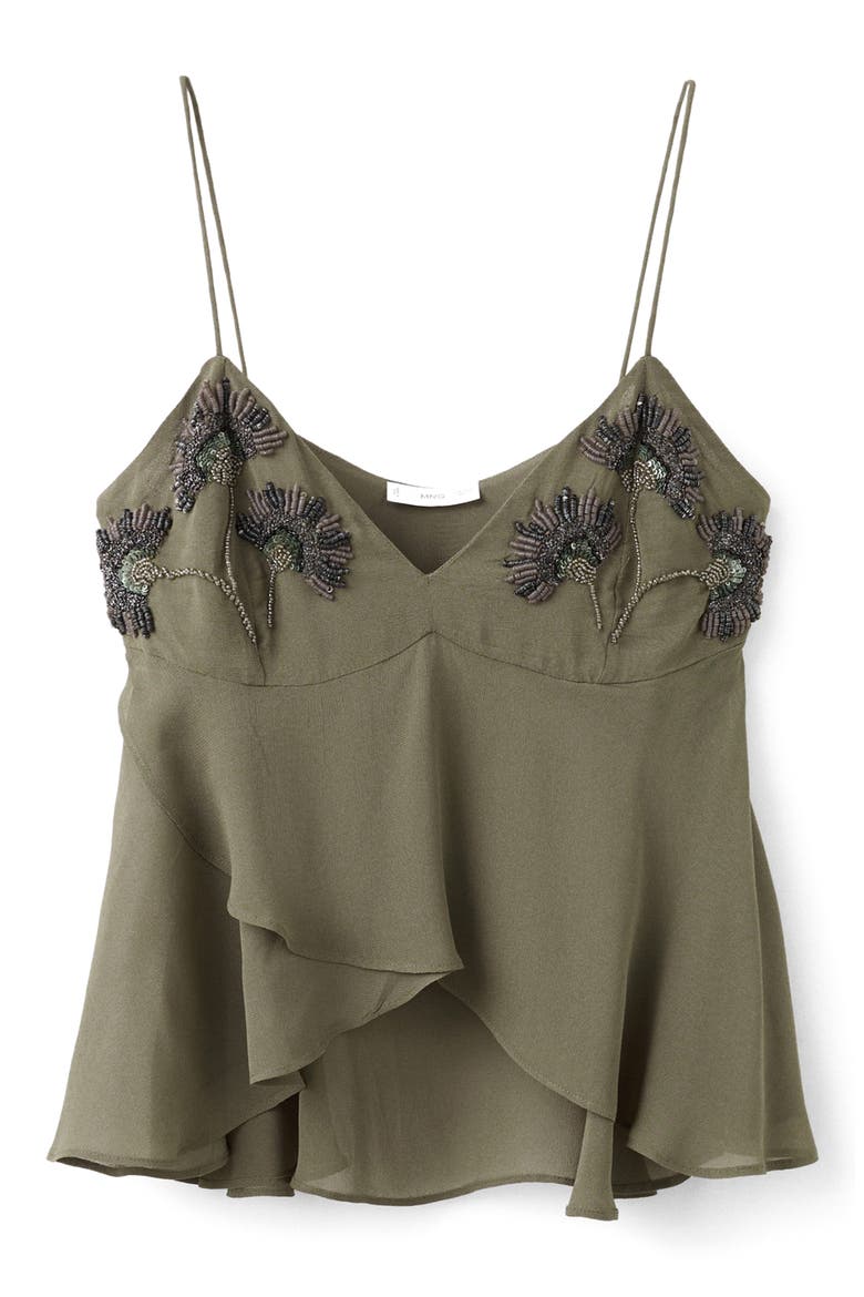 Bead Embellished High-Low Tulip Hem Top, Alternate, color, GREEN