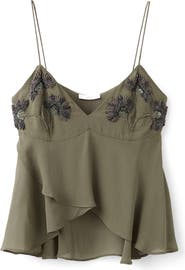 MANGO Bead Embellished High-Low Tulip Hem Top