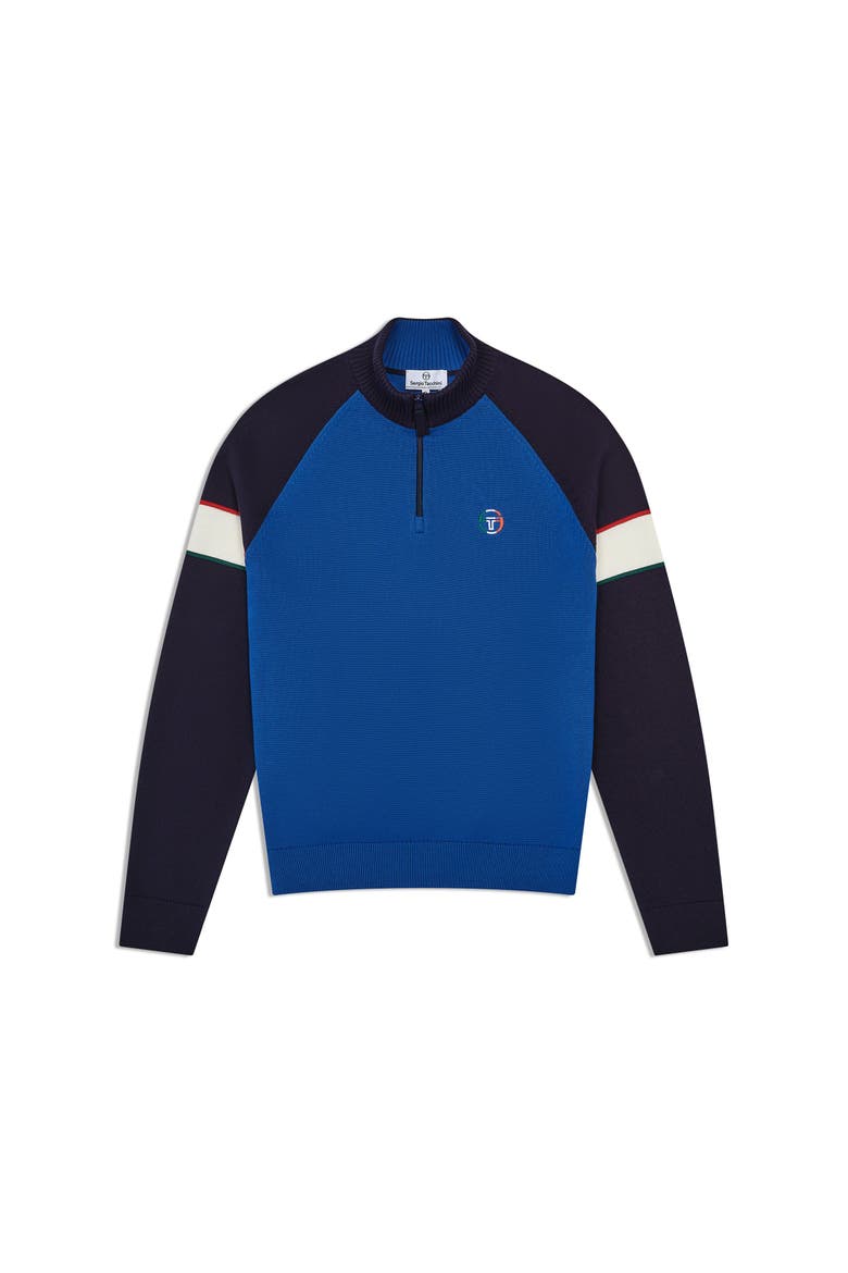 Tricolore Quater-Zip Sweater, Alternate, color, MARITIME BLUE