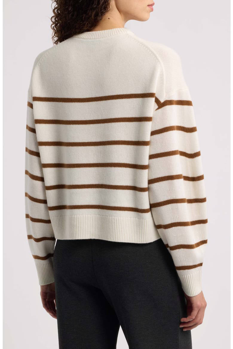 Stripe Cashmere Sweater, Alternate, color, IVORY/ DEEP ACACIA BROWN - 31K
