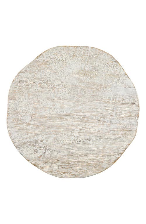 Creative Brands Large Textured Mango Wood Tray In White