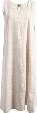Eileen Fisher Scoop Neck Linen Blend Shift Dress