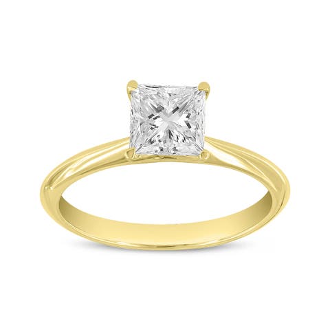 Rhea Princess 14K Gold Princess Cut Lab Grown Diamond Classic Solitaire Ring - 1.25 Ct