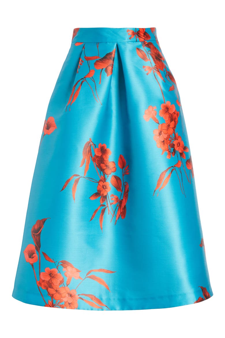 Arielle Fantasia Jacquard Full Skirt, Alternate, color, TURQUOISE