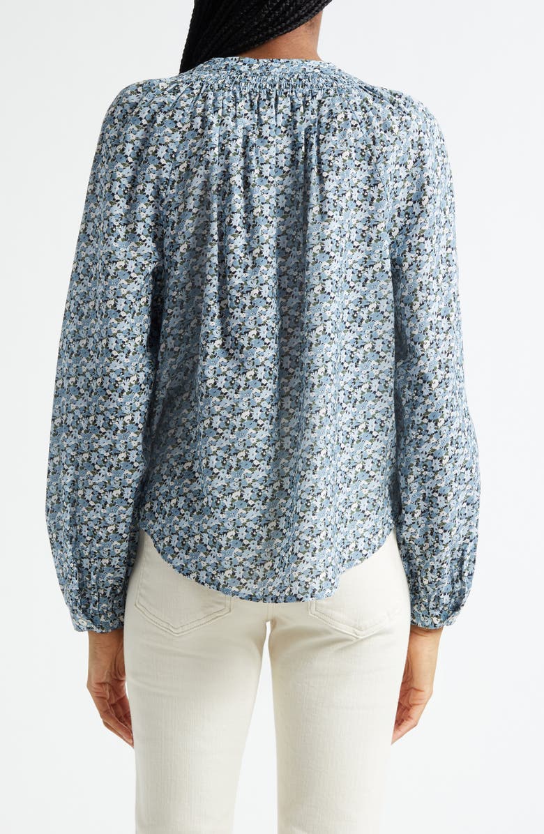 Veronica Beard Madge Floral Cotton Blend Button-Up Shirt, Alternate, color, Lake Mist Multi