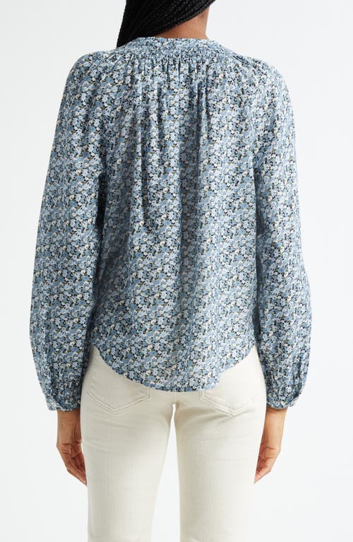Veronica Beard Madge Floral Cotton Blend Button-up Shirt In Blue