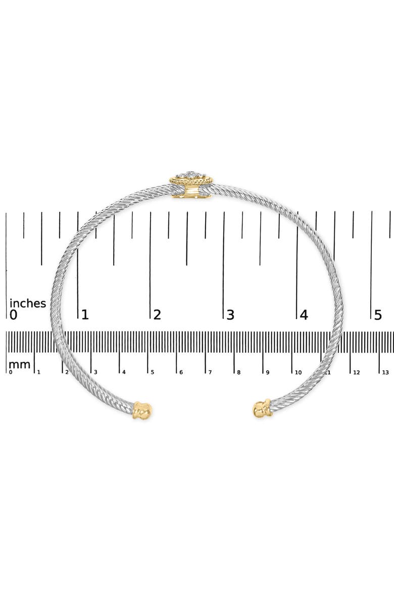 18K Yellow Gold Plated Silver Diamond Accent and Fleur Di Lis Medallion Bangle, Alternate, color, Yellow