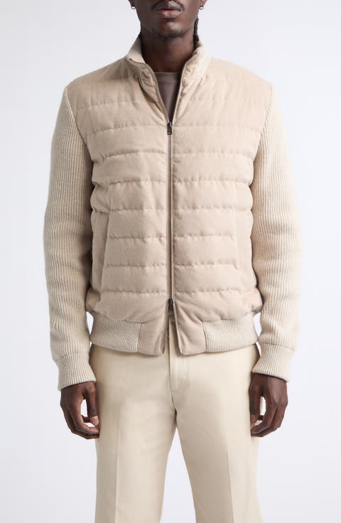 Quilted Down & Feather Fill Bomber Jacket