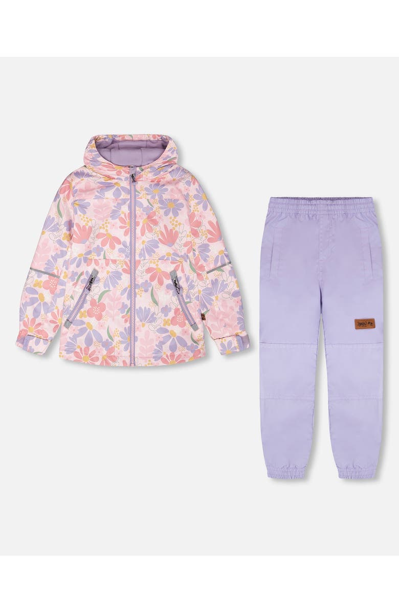 Deux par Deux Two-Piece Mid-Season Flower Outerwear Set, Main, color, Pink Flower Print