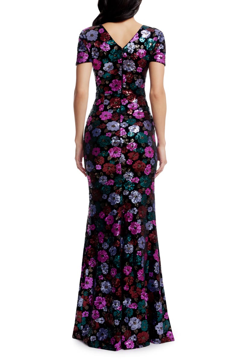 Dress the Population Karla Floral Sequin Trumpet Gown, Alternate, color,