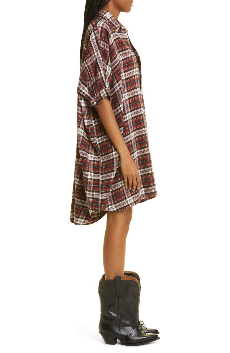 R13 Plaid Oversize Boxy Cotton Flannel Shirtdress, Alternate, color,