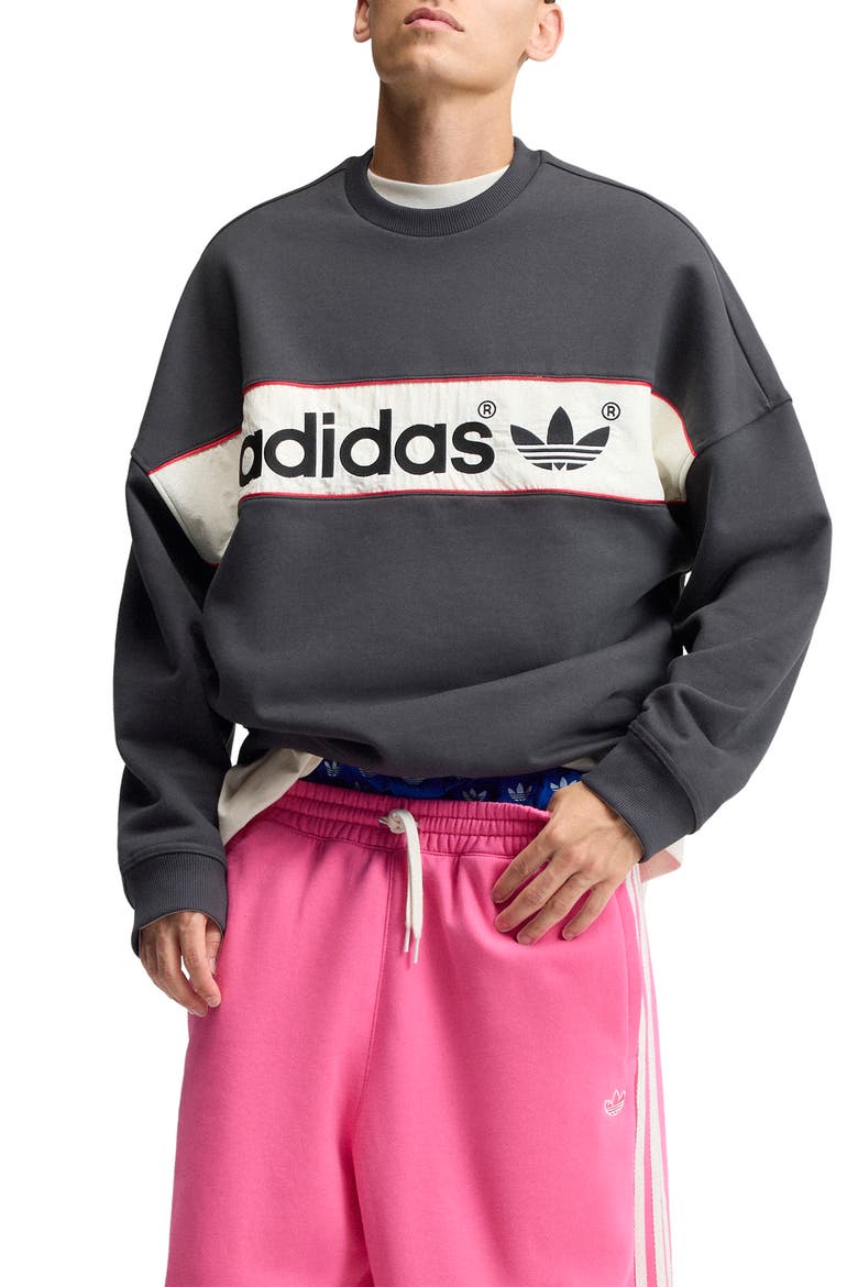 NY Blocked Graphic Sweatshirt, Main, color, UTILITY BLACK