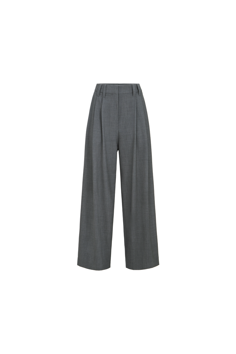 Tropical luxury wool tailored trousers with monili, Alternate, color, Dark Grey