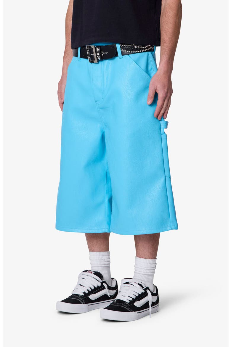 Ultra Baggy Faux Leather Work Shorts, Alternate, color, BLUE