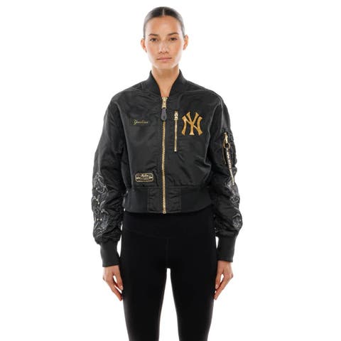 Women's New Era x Alpha Industries Black New York Yankees Cropped Full-Zip Jacket
