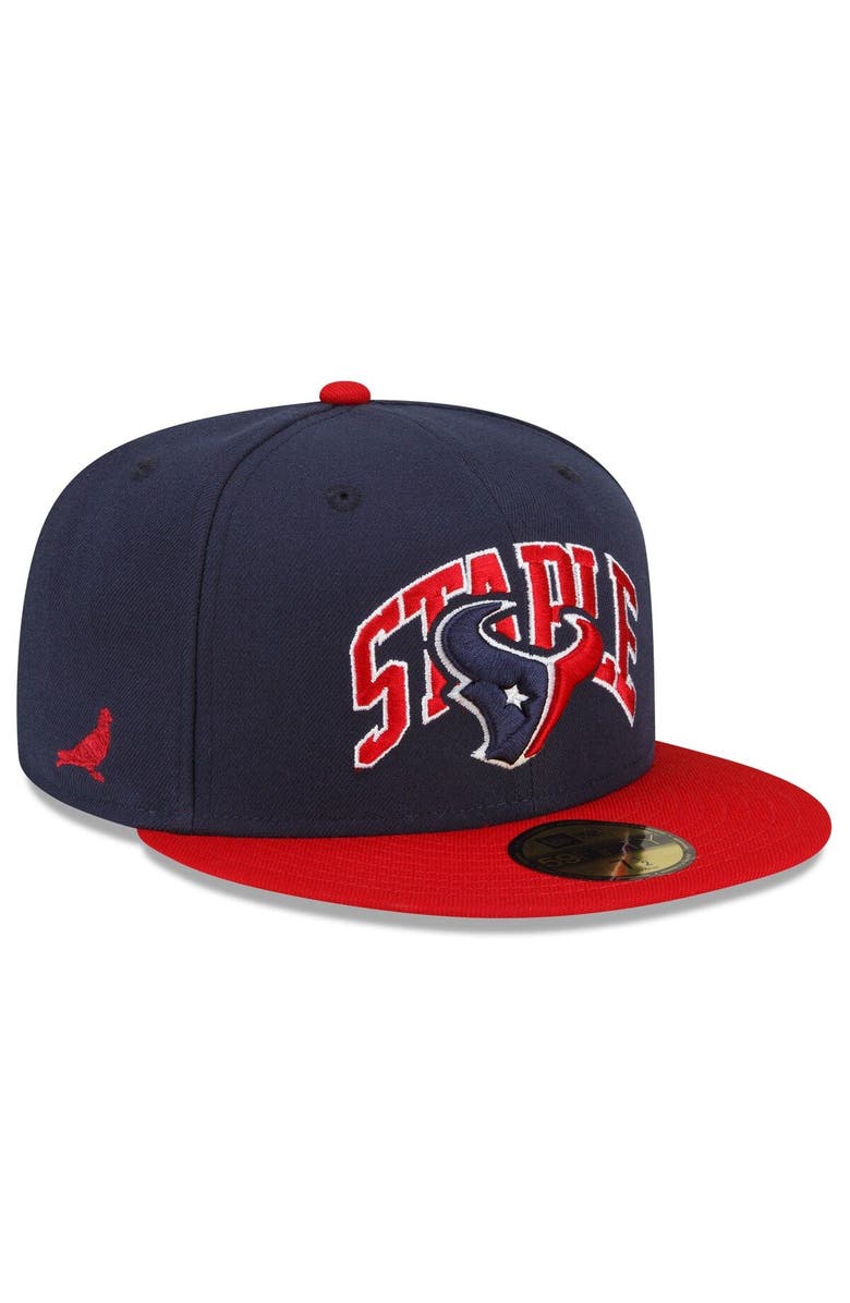 New Era x Staple Men's New Era Navy/Red Houston Texans NFL x Staple Collection 59FIFTY Fitted Hat, Main, color,